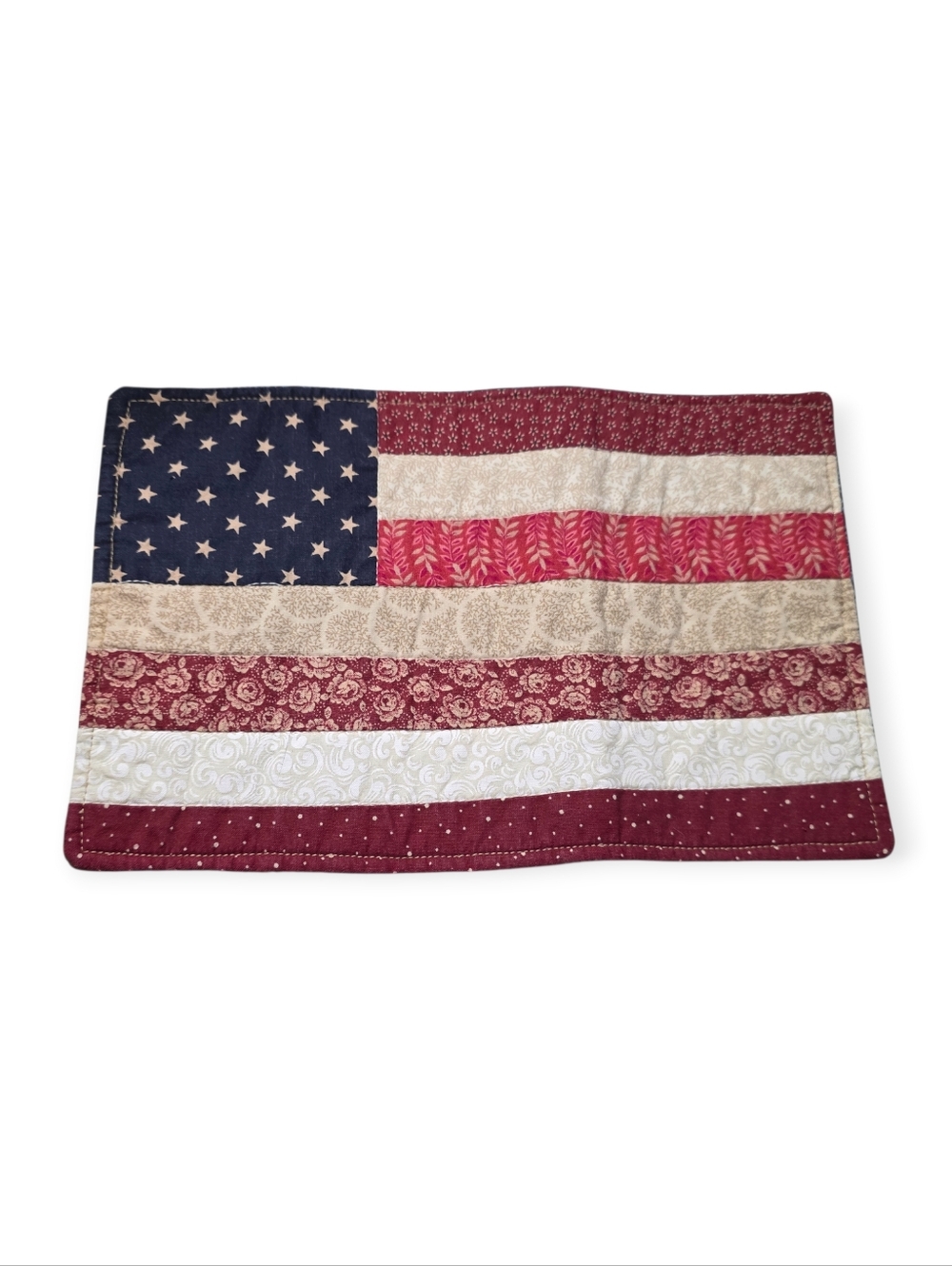 Handsewn Patriotic American Flag Mug Rug Pot Holders - Set Of 2 - Picture 4 of 5